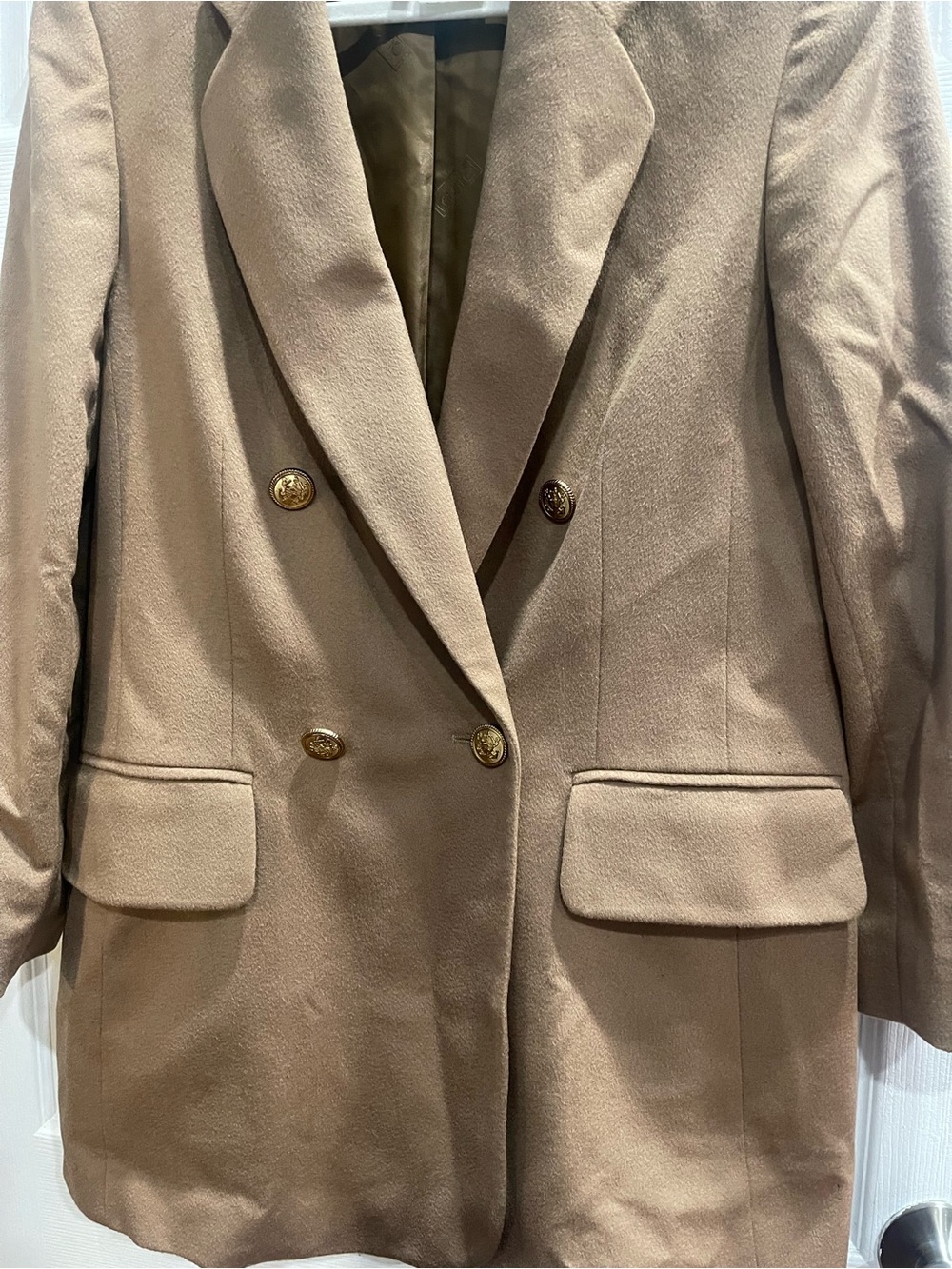 Laure’l Classics 100% Cashmere size 38 Double-Breasted Taupe Blazer jacket